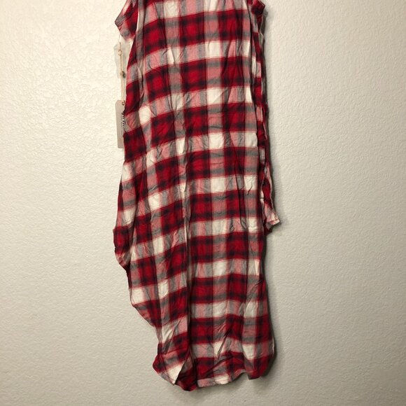Shyanne Red Plaid Sleeveless Western High-Low Button Up Top Women's XS Rodeo NWT - Picture 11 of 12